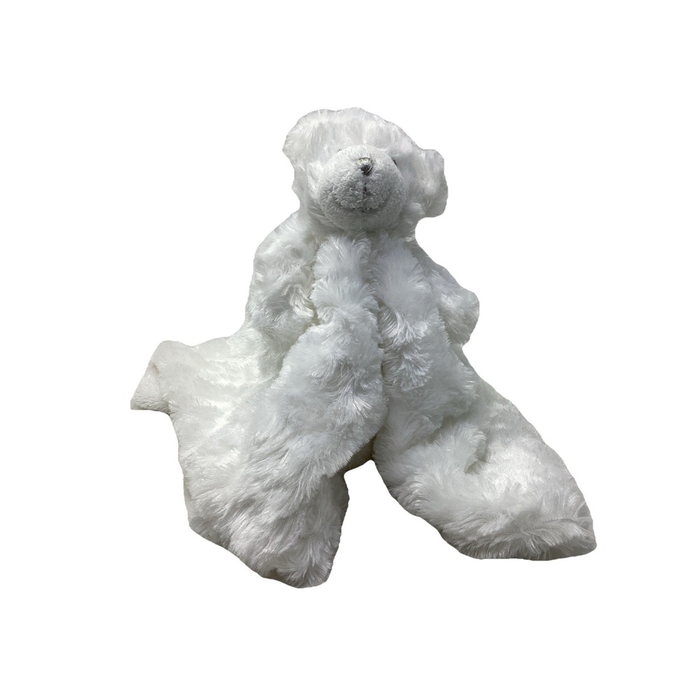 Blankets and Beyond Baby White Bear Lovey Security Blanket Plush Swirls